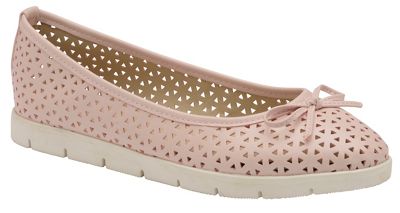 Pink 'Tricia' ladies slip on cut out loafers